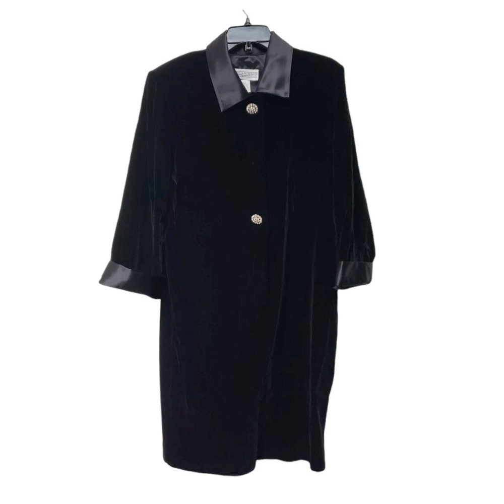70s Jessica Howard black velvet long sleeve shirt dress . size 12 . made in USA